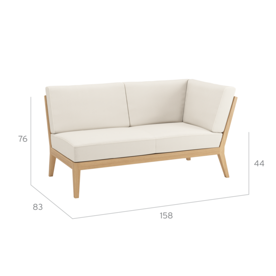 Valencia Lounge Chaise Longue with armrest left in the design "Linum/seams Pearl"