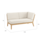 Valencia Lounge Chaise Longue with armrest left in the design "Linum/seams Pearl"