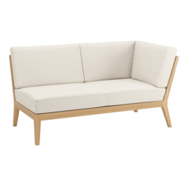 Valencia Lounge Chaise Longue with armrest left in the design "Linum/seams Pearl"