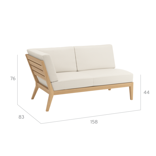 Valencia Lounge Chaise Longue with armrest right in the design "Linum/seams Pearl"
