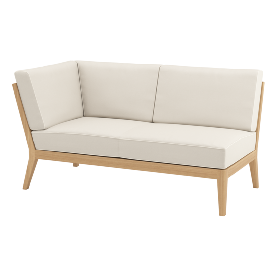 Valencia Lounge Chaise Longue with armrest right in the design "Linum/seams Pearl"