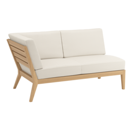 Valencia Lounge Chaise Longue with armrest right in the design "Linum/seams Pearl"