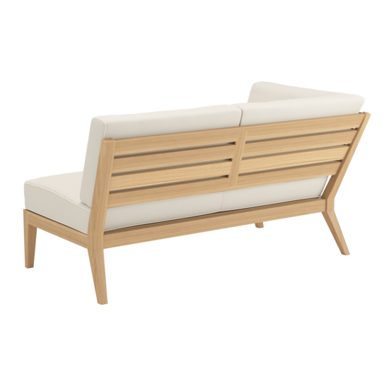 Valencia Lounge Chaise Longue with armrest right in the design "Linum/seams Pearl"