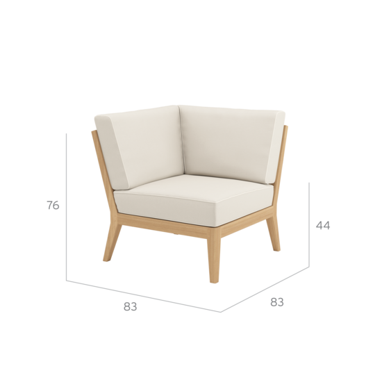 Valencia Lounge Corner Element in the design "Linum/seams Pearl"