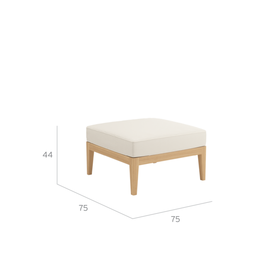 Valencia Lounge Footstool in the design "Linum/seams Pearl"