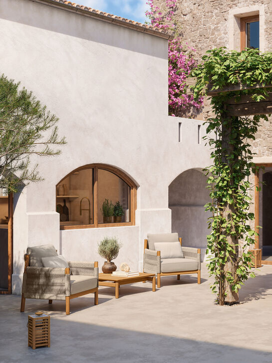 Cavo Lounge Armchair Beige incl. cushions Nature