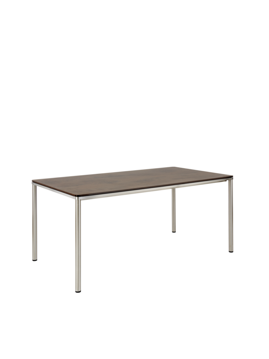 Portland Extending Table Stainless Steel/HPL Patina Grey-Brown