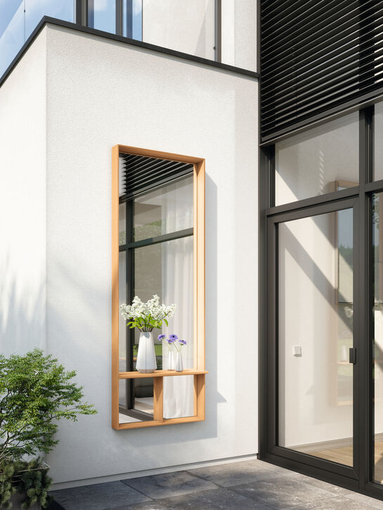 Fascino Mirror with teak frame, vertical wide