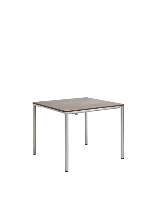 Portland Extending Table Stainless Steel/HPL Patina Grey-Brown