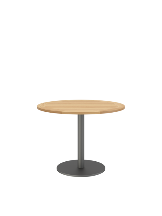 Ronda Single-Pedestal Table Graphite Ø 100 with teak top