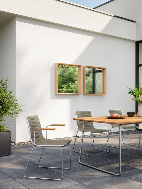 Fascino Mirror with teak frame, square