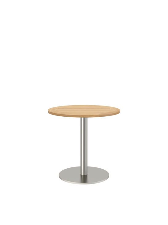 Ronda Single-Pedestal Table Stainless Steel Ø 80 with teak top