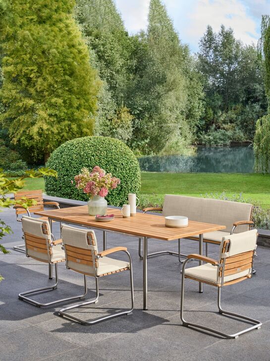 Portland Extending Table Stainless Steel/Teak