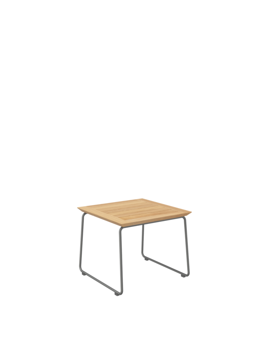 Pan Side Table Stainless Steel Graphite/Teak