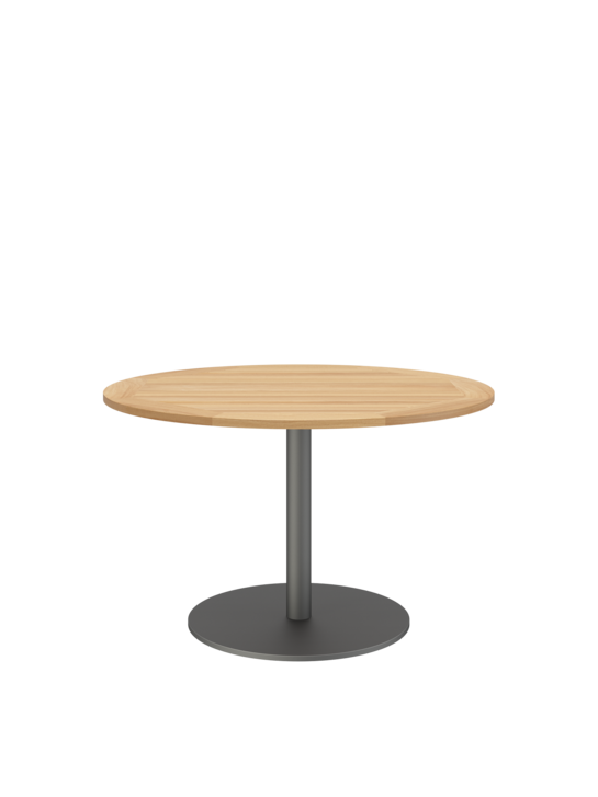 Ronda Single-Pedestal Table Graphite Ø 120 with teak top